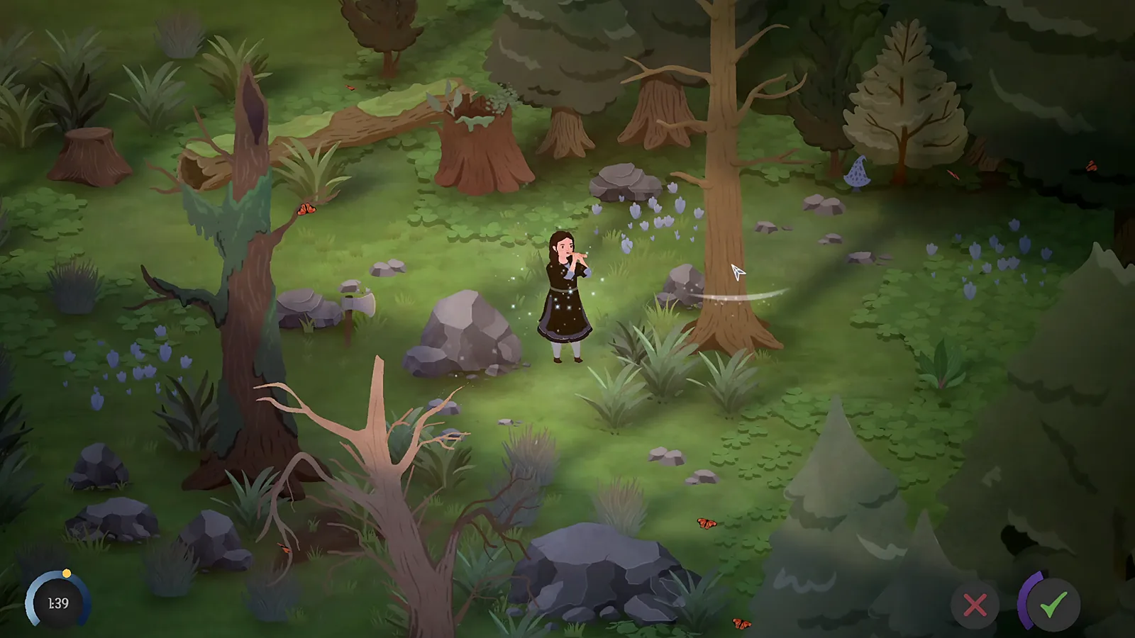 Official screenshot of music magic targeting a garden tree