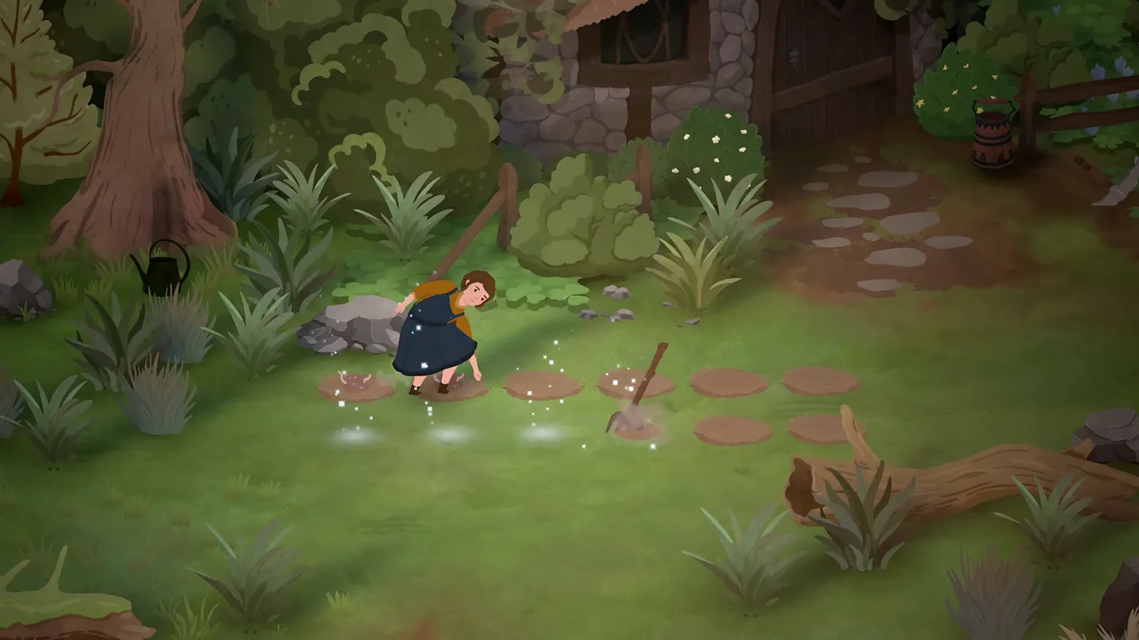 Official screenshot of a student planting seeds in prepared garden soil